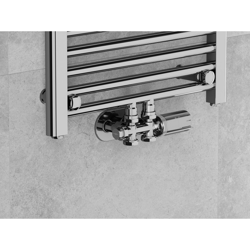 Mexen G05 zestaw termostatyczny kątowy/prosty z maskownicą S, Duplex, DN50, chrom - W908-958-910-01