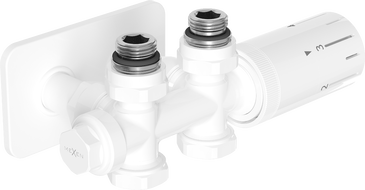 Mexen G05 zestaw termostatyczny kątowy/prosty z maskownicą S, Duplex, DN50, biały - W908-958-910-20