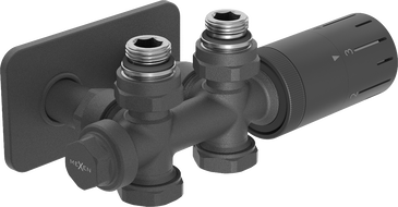 Mexen G05 zestaw termostatyczny kątowy/prosty z maskownicą S, Duplex, DN50, antracyt - W908-958-910-66