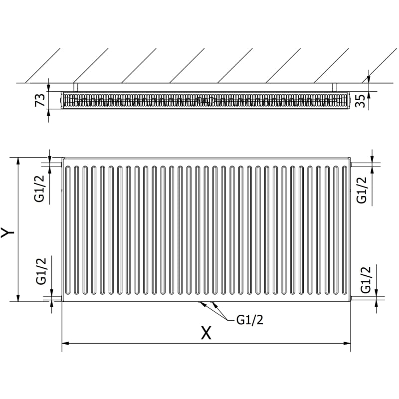 Mexen CC21 grzejnik płytowy 500 x 900 mm, podłączenie dolne środkowe, 997 W, czarny - W6C21-050-090-70