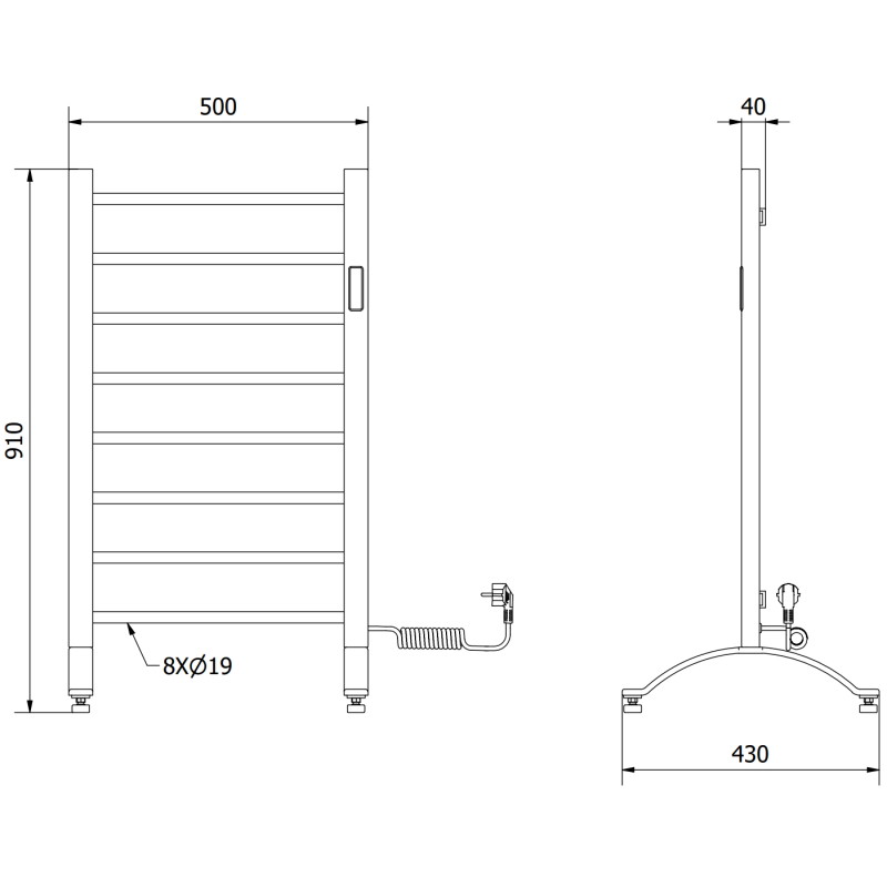 Mexen Oso grzejnik elektryczny 2w1 stojący 910 x 500 mm, 200 W, czarny - W304-0910-500-00-70