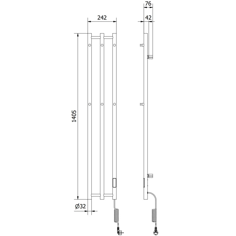 Mexen Pino grzejnik elektryczny z wieszakami na ręczniki 1405 x 242 mm, 200 W, biały - W301-1405-242-00-20