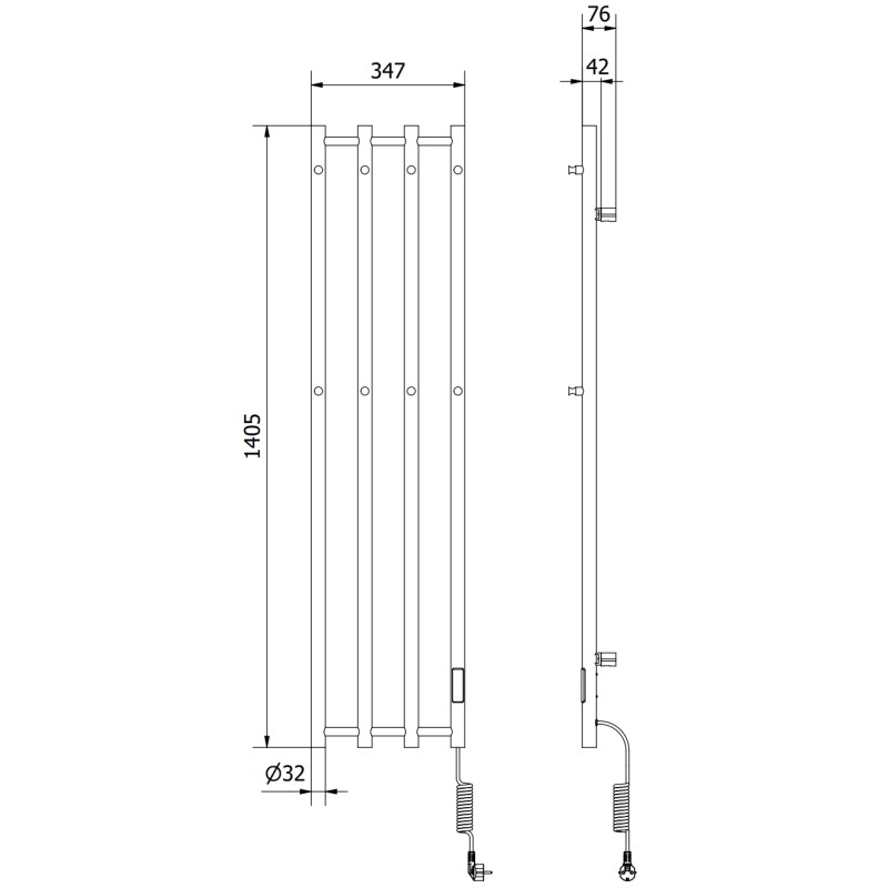 Mexen Pino grzejnik elektryczny z wieszakami na ręczniki 1405 x 347 mm, 250 W, biały - W301-1405-347-00-20