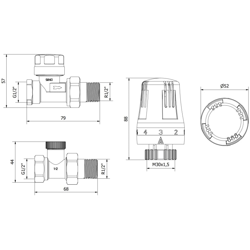 Mexen G01 zestaw termostatyczny prosty, nikiel - W914-012-918-01