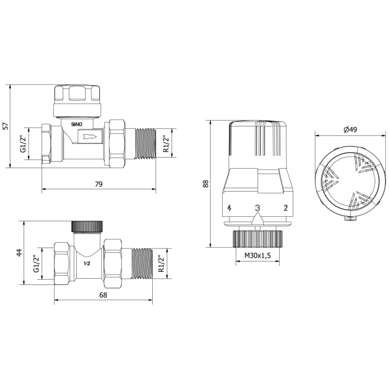 Mexen G02 zestaw termostatyczny prosty, nikiel - W914-012-928-01