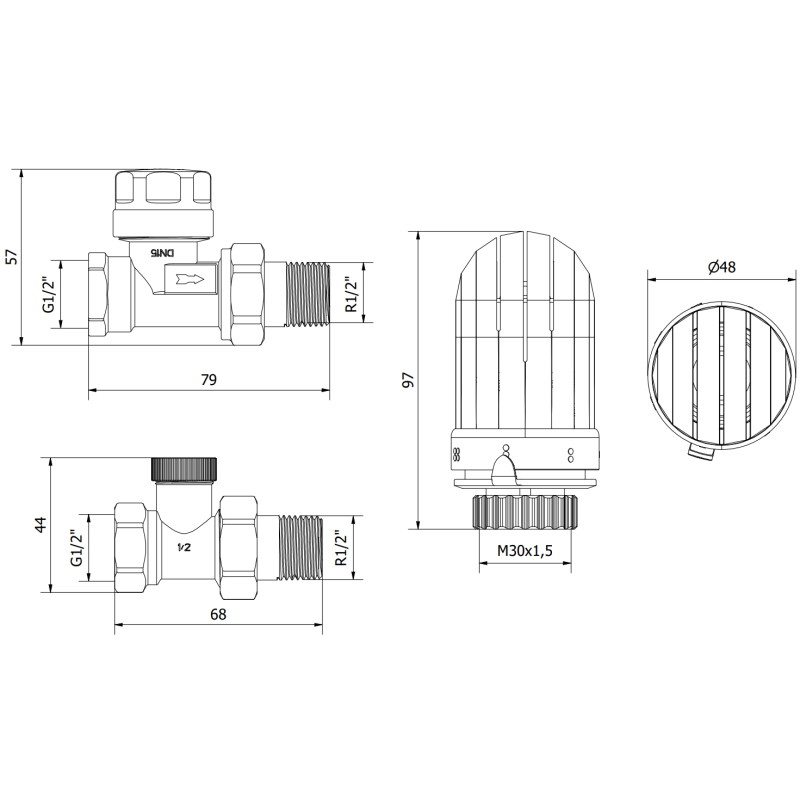 Mexen G03 zestaw termostatyczny prosty, nikiel - W914-012-938-01