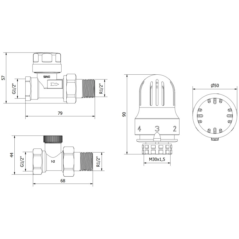 Mexen G04 zestaw termostatyczny prosty, nikiel - W914-012-948-01