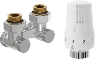 Mexen G01 zestaw termostatyczny dwururowy DN50, kątowy 1/2"x3/4", nikiel - W911-012-918-01