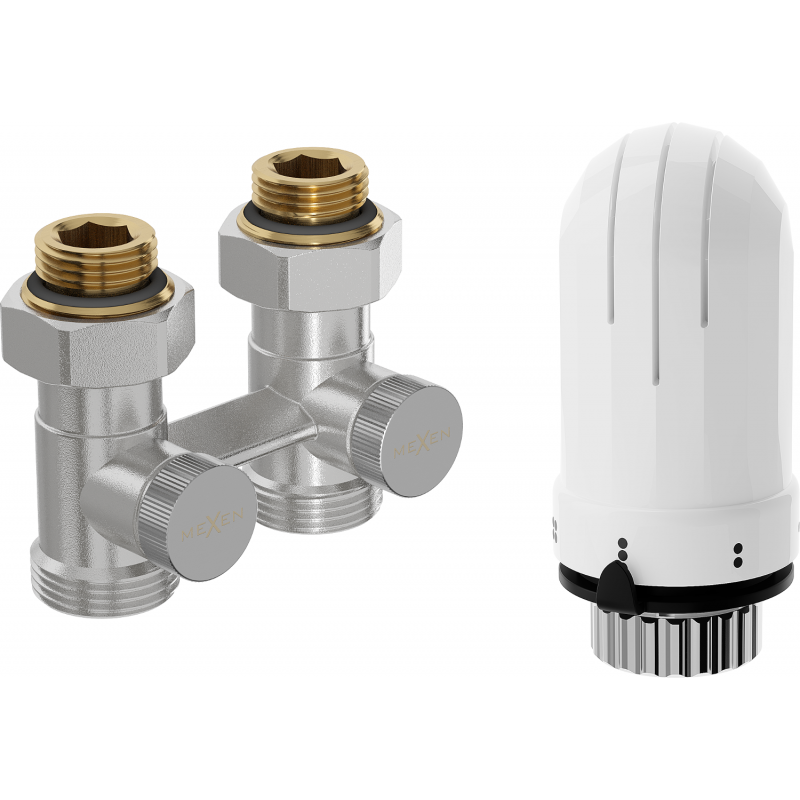 Mexen G03 zestaw termostatyczny dwururowy DN50, prosty 1/2"x3/4", nikiel - W912-012-938-01