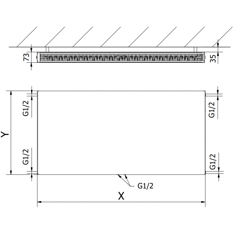 Mexen Flat CCF21 grzejnik płytowy 500 x 600 mm, podłączenie dolne środkowe, 605 W, czarny - W6C21F-050-060-70