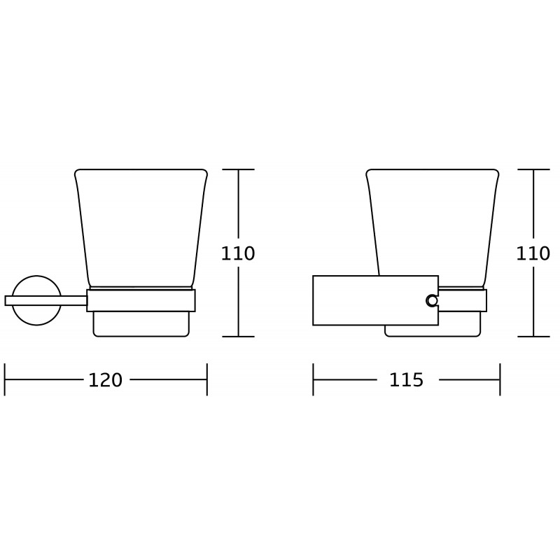Mexen Aron kubek na szczoteczki, czarny/chrom - 7088138-07