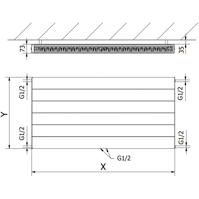 Mexen Line CCL21 grzejnik płytowy 500 x 1300 mm, podłączenie dolne środkowe, 1311 W, czarny - W6C21L-050-130-70