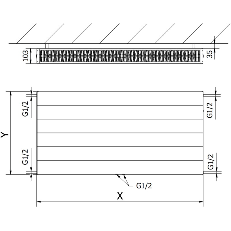Mexen Line CCL22 grzejnik płytowy 500 x 900 mm, podłączenie dolne środkowe, 1228 W, czarny - W6C22L-050-090-70