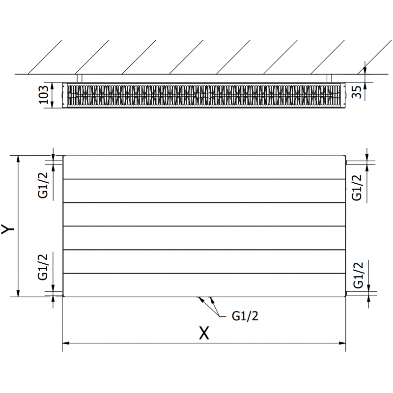 Mexen Line CCL22 grzejnik płytowy 600 x 1100 mm, podłączenie dolne środkowe, 1741 W, czarny - W6C22L-060-110-70