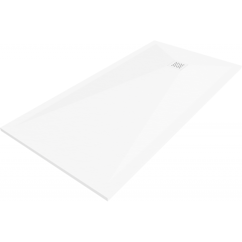 Mexen Stone+ brodzik kompozytowy prostokątny 180 x 70 cm, biały, maskownica biała - 44107018-W