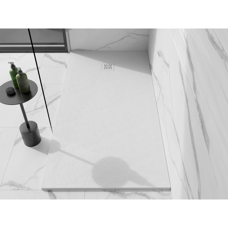 Mexen Stone+ brodzik kompozytowy prostokątny 160 x 90 cm, biały, maskownica biała - 44109016-W