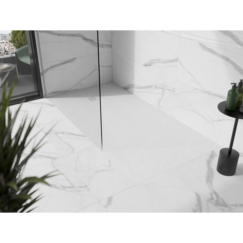 Mexen Stone+ brodzik kompozytowy prostokątny 160 x 90 cm, biały, maskownica biała - 44109016-W