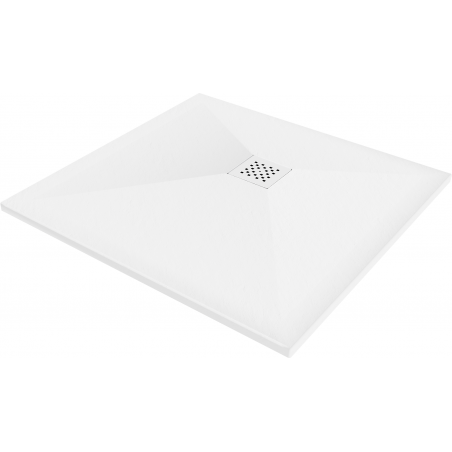 Mexen Stone+ brodzik kompozytowy kwadratowy 100 x 100 cm, biały, maskownica biała - 44101010-W