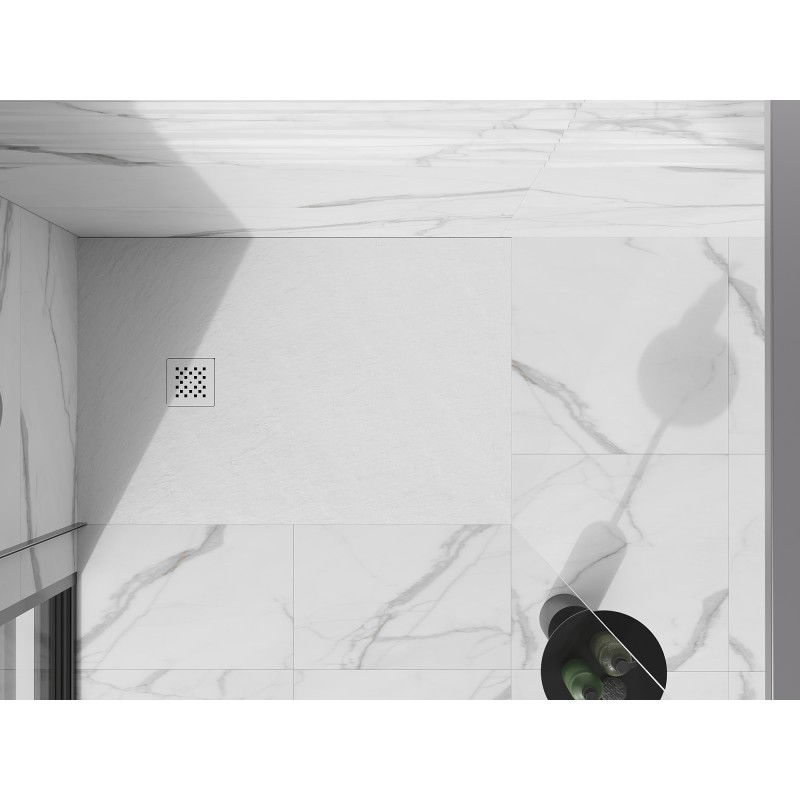 Mexen Stone+ brodzik kompozytowy prostokątny 140 x 100 cm, biały, maskownica biała - 44101014-W
