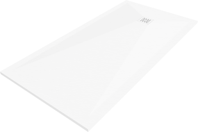 Mexen Stone+ brodzik kompozytowy prostokątny 160 x 100 cm, biały, maskownica biała - 44101016-W
