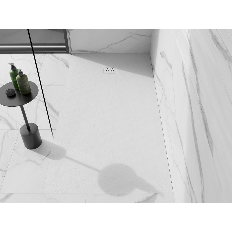 Mexen Stone+ brodzik kompozytowy prostokątny 180 x 100 cm, biały, maskownica biała - 44101018-W