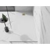 Mexen Stone+ brodzik kompozytowy prostokątny 200 x 80 cm, biały, maskownica złota - 44108020-G