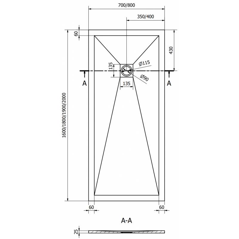Mexen Stone+ brodzik kompozytowy prostokątny 160 x 80 cm, biały, maskownica złota - 44108016-G