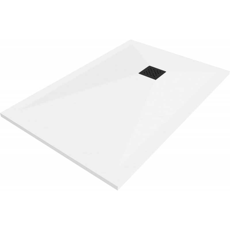 Mexen Stone+ brodzik kompozytowy prostokątny 120 x 90 cm, biały, maskownica czarna - 44109012-B