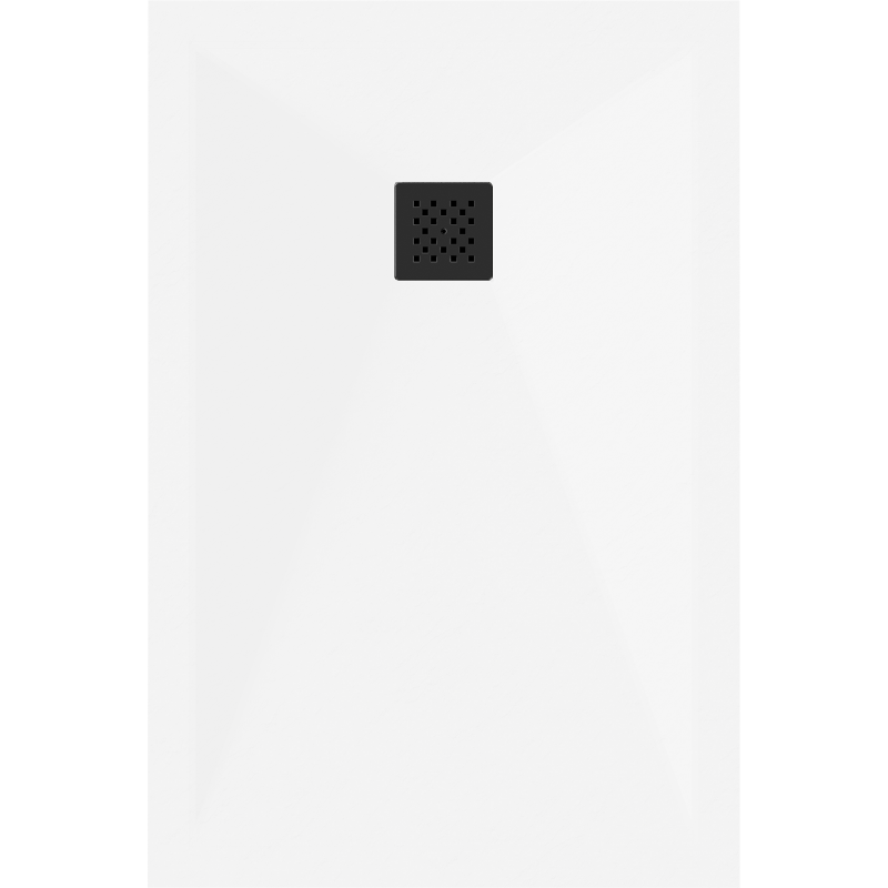 Mexen Stone+ brodzik kompozytowy prostokątny 140 x 100 cm, biały, maskownica czarna - 44101014-B