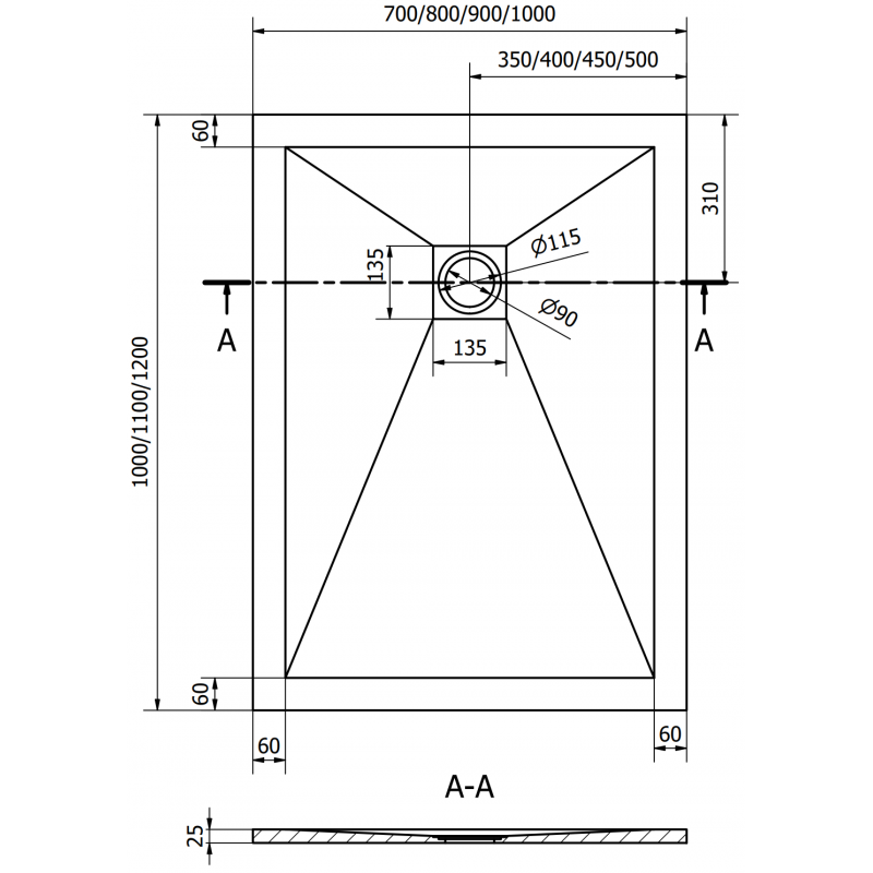 Mexen Stone+ brodzik kompozytowy prostokątny 120 x 70 cm, biały, maskownica czarna - 44107012-B