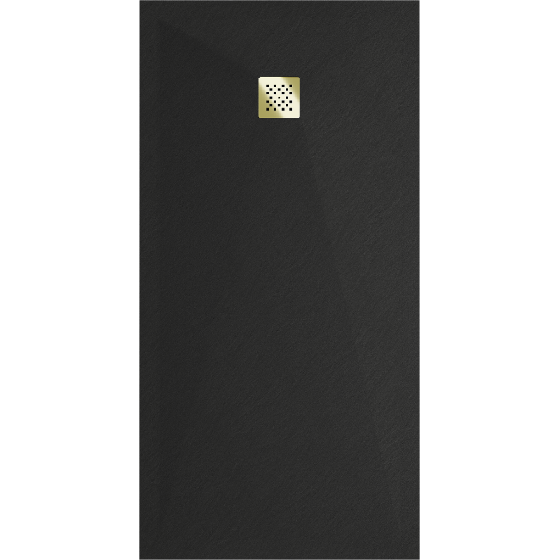 Mexen Stone+ brodzik kompozytowy prostokątny 200 x 90 cm, czarny, maskownica złota - 44709020-G