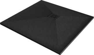 Mexen Stone+ brodzik kompozytowy kwadratowy 70 x 70 cm, czarny, maskownica czarna - 44707070-B