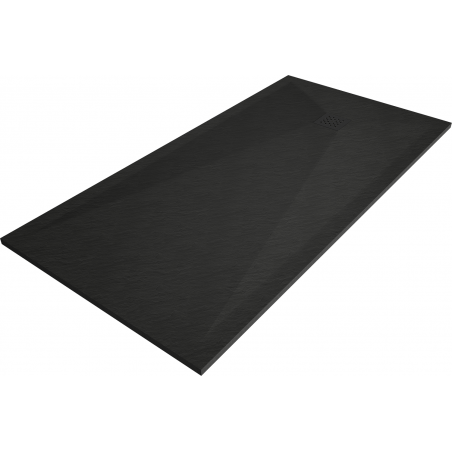 Mexen Stone+ brodzik kompozytowy prostokątny 180 x 90 cm, czarny, maskownica czarna - 44709018-B