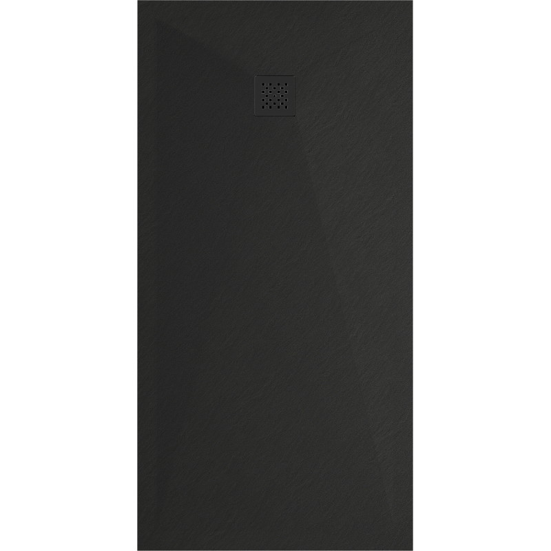 Mexen Stone+ brodzik kompozytowy prostokątny 180 x 80 cm, czarny, maskownica czarna - 44708018-B