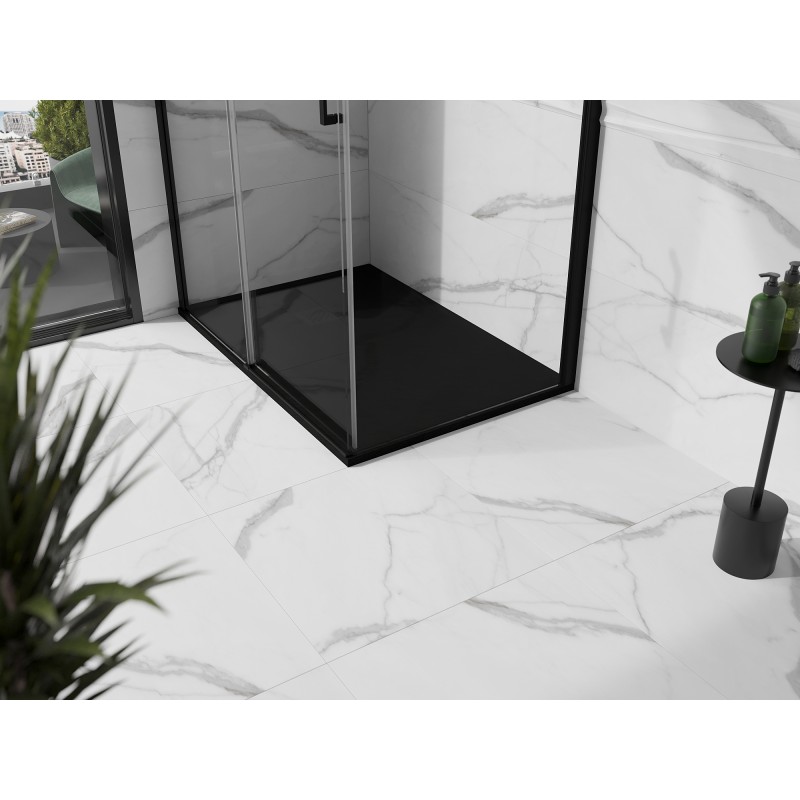 Mexen Stone+ brodzik kompozytowy prostokątny 130 x 90 cm, czarny, maskownica czarna - 44709013-B