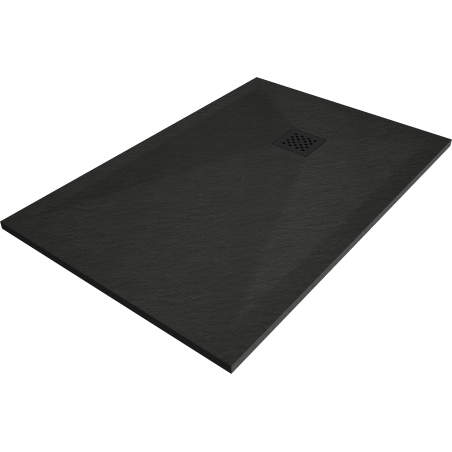 Mexen Stone+ brodzik kompozytowy prostokątny 100 x 70 cm, czarny, maskownica czarna - 44707010-B