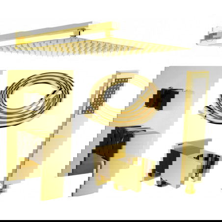 Mexen Uno DR02 zestaw prysznicowy podtynkowy, złoty - 71435DR02-50