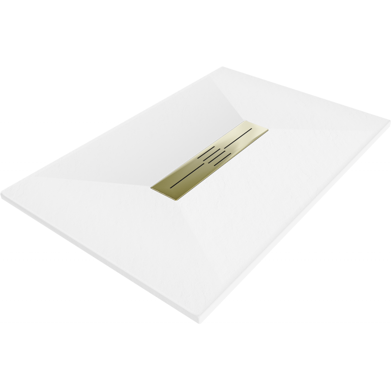 Mexen Toro brodzik prostokątny SMC 100 x 70 cm, biały, maskownica złota - 43107010-G