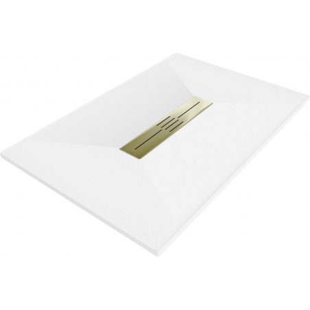 Mexen Toro brodzik prostokątny SMC 140 x 70 cm, biały, maskownica złota - 43107014-G