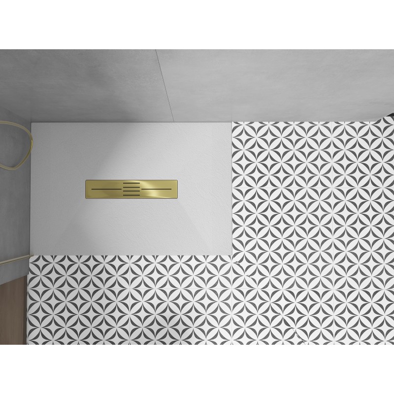 Mexen Toro brodzik prostokątny SMC 100 x 80 cm, biały, maskownica złota - 43108010-G
