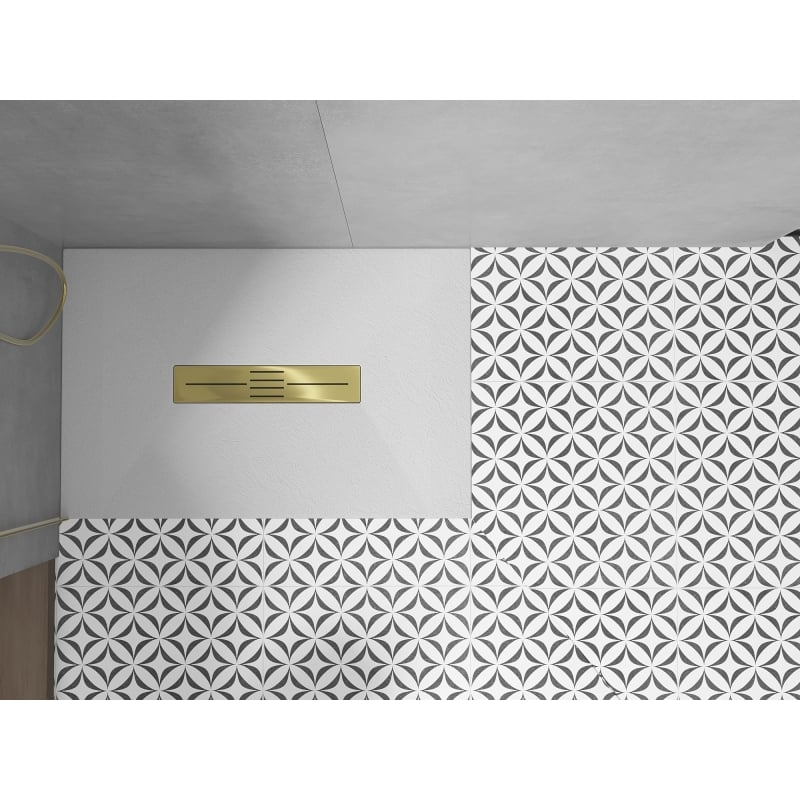 Mexen Toro brodzik prostokątny SMC 120 x 80 cm, biały, maskownica złota - 43108012-G