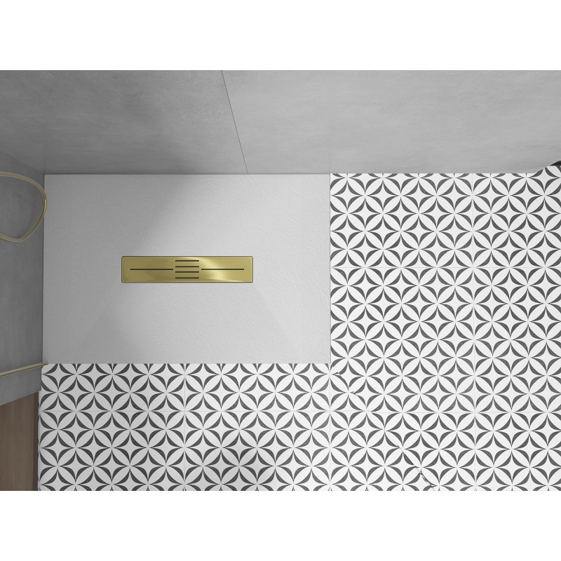 Mexen Toro brodzik prostokątny SMC 130 x 90 cm, biały, maskownica złota - 43109013-G