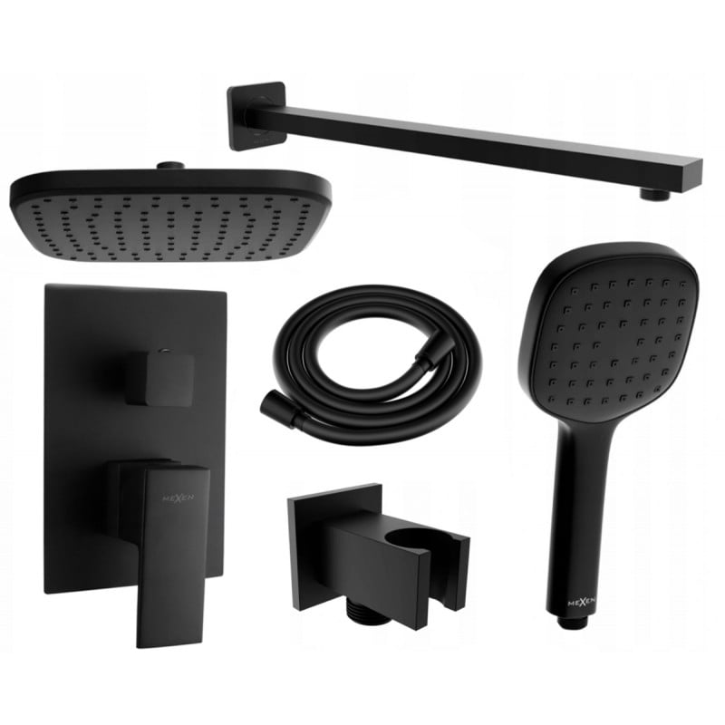 Mexen Uno DR33 zestaw prysznicowy podtynkowy, czarny - 71435DR33-70