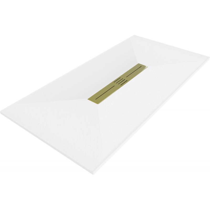 Mexen Toro brodzik prostokątny SMC 180 x 70 cm, biały, maskownica złota - 43107018-G