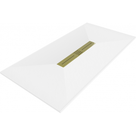 Mexen Toro brodzik prostokątny SMC 180 x 70 cm, biały, maskownica złota - 43107018-G