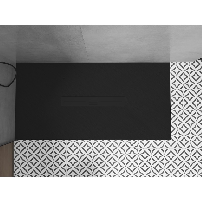 Mexen Toro brodzik prostokątny SMC 200 x 80 cm, czarny, maskownica czarna - 43708020-B