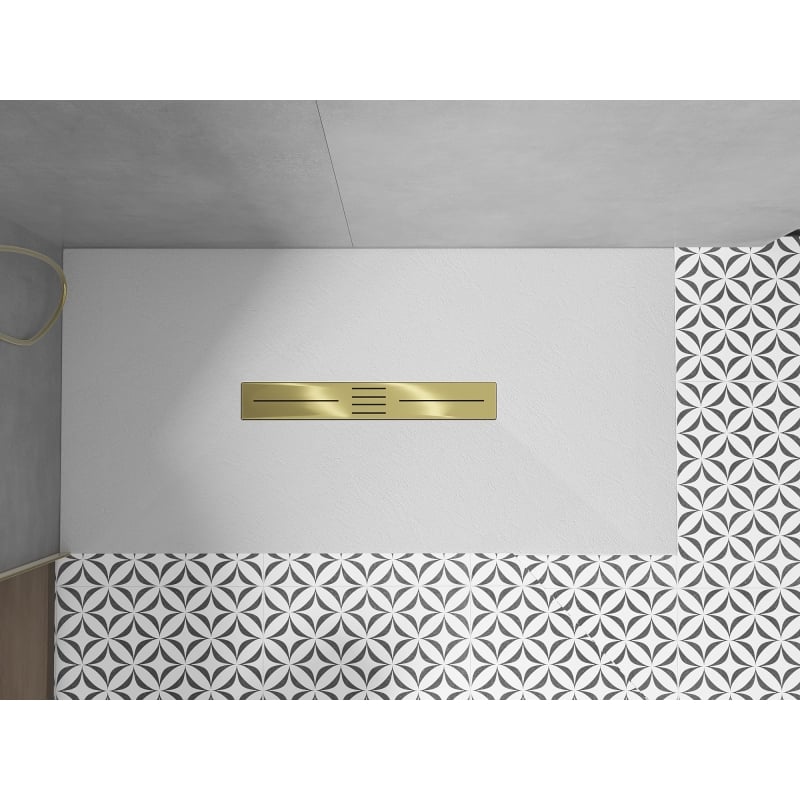 Mexen Toro brodzik prostokątny SMC 180 x 70 cm, biały, maskownica złota - 43107018-G