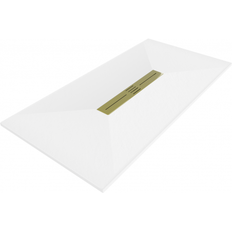 Mexen Toro brodzik prostokątny SMC 180 x 80 cm, biały, maskownica złota - 43108018-G