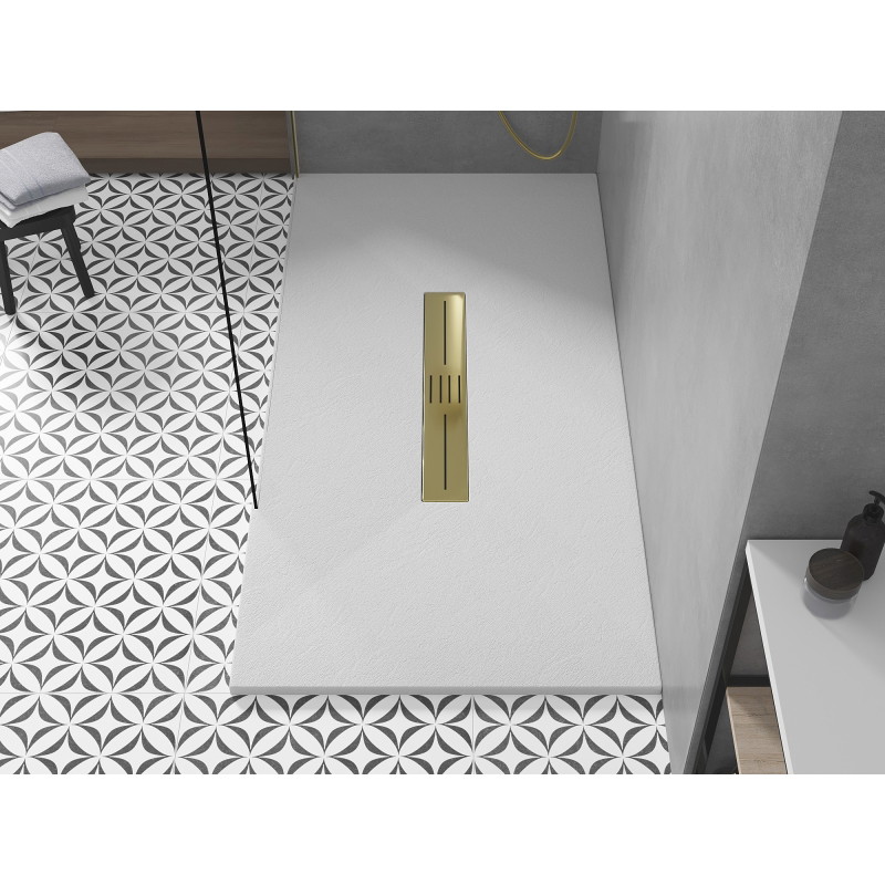 Mexen Toro brodzik prostokątny SMC 180 x 80 cm, biały, maskownica złota - 43108018-G