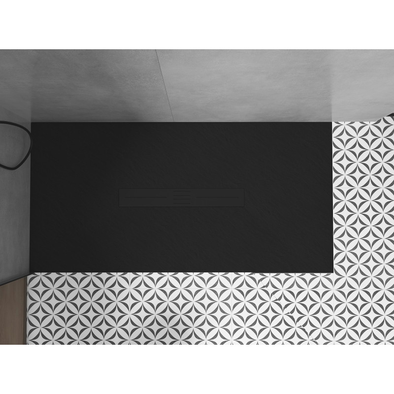 Mexen Toro brodzik prostokątny SMC 150 x 80 cm, czarny, maskownica czarna - 43708015-B